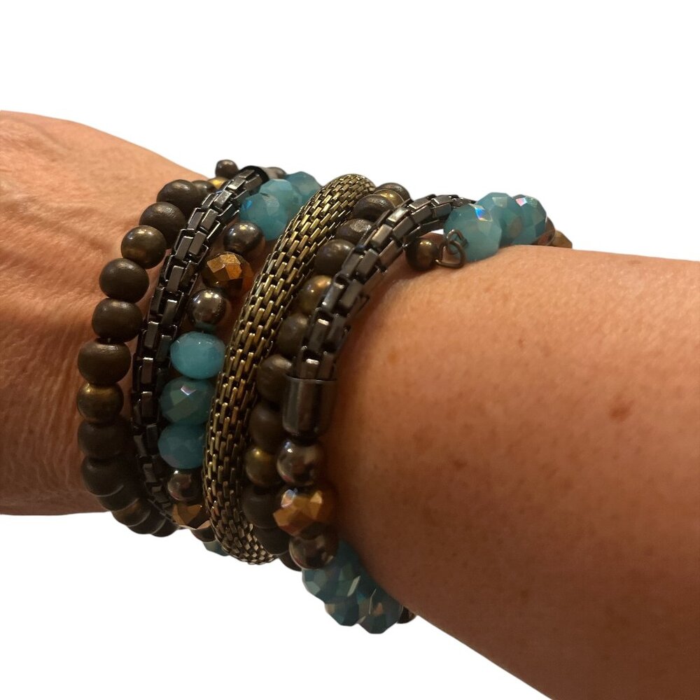 Bracelet Bangle One piece Funky Gold Black Teal Brown